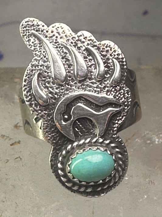 Navajo bear ring turquoise size 7.75 sterling silver girls women men