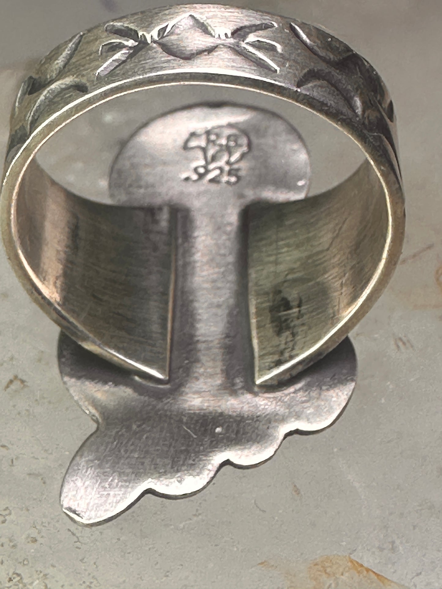 Navajo bear ring turquoise size 7.75 sterling silver girls women men