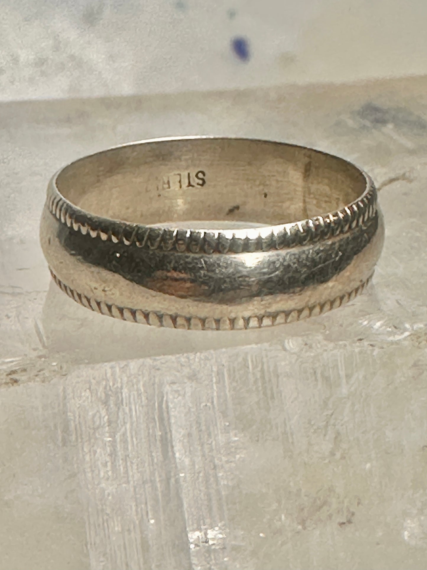 Wedding ring size 7 Plain band Love sterling silver women men