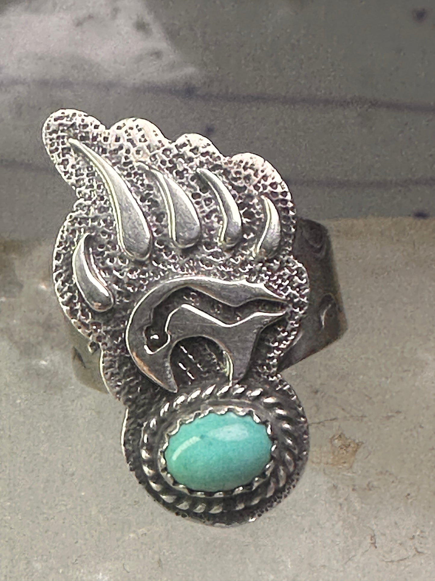 Navajo bear ring turquoise size 7.75 sterling silver girls women men