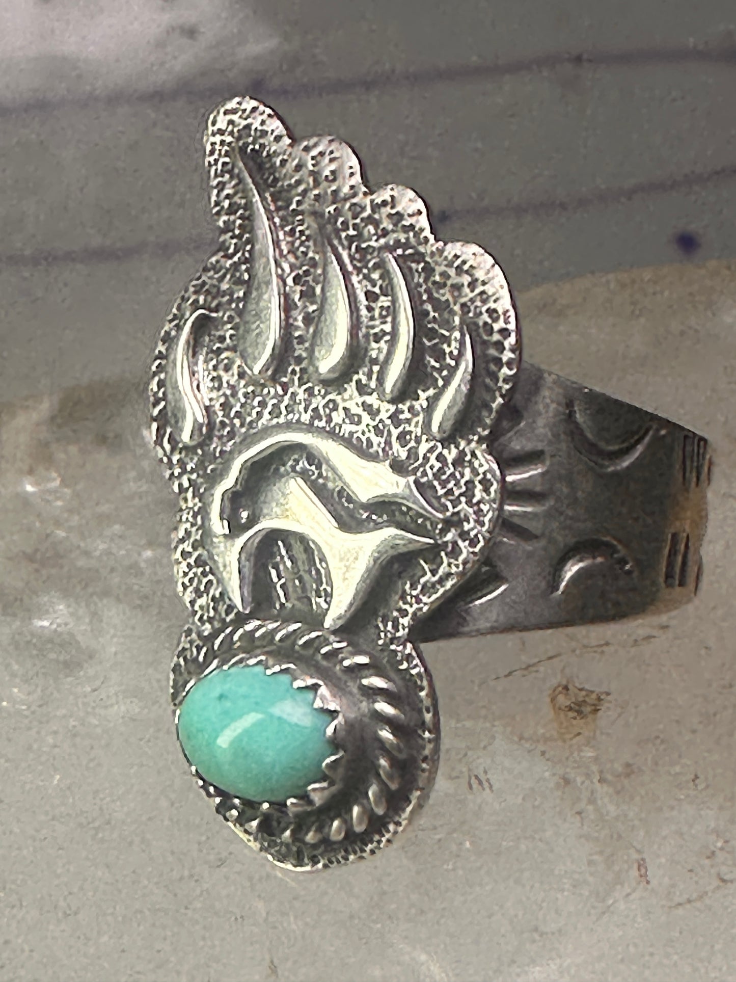 Navajo bear ring turquoise size 7.75 sterling silver girls women men
