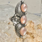 Long Navajo ring size 7 Mother of Pearl squash blossom leaves sterling silver women