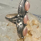 Long Navajo ring size 7 Mother of Pearl squash blossom leaves sterling silver women