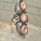 Long Navajo ring size 7 Mother of Pearl squash blossom leaves sterling silver women