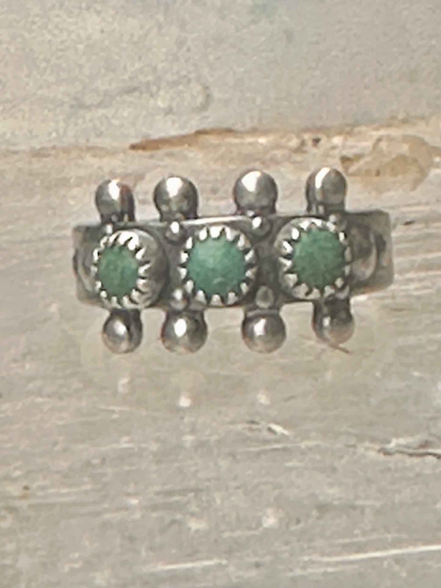Zuni ring size 1 Turquoise Petite point band baby tiny pinky sterling silver women