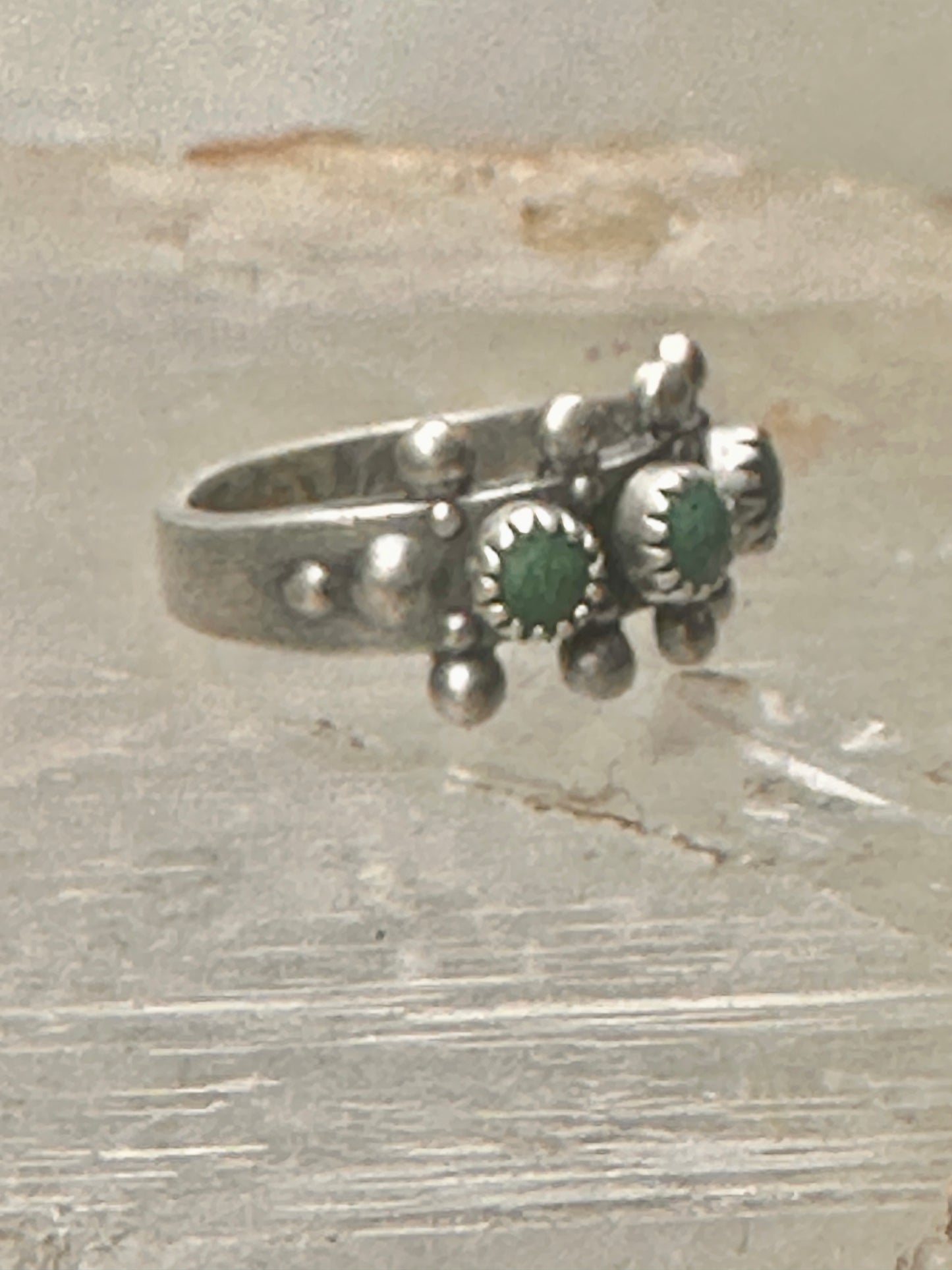Zuni ring size 1 Turquoise Petite point band baby tiny pinky sterling silver women