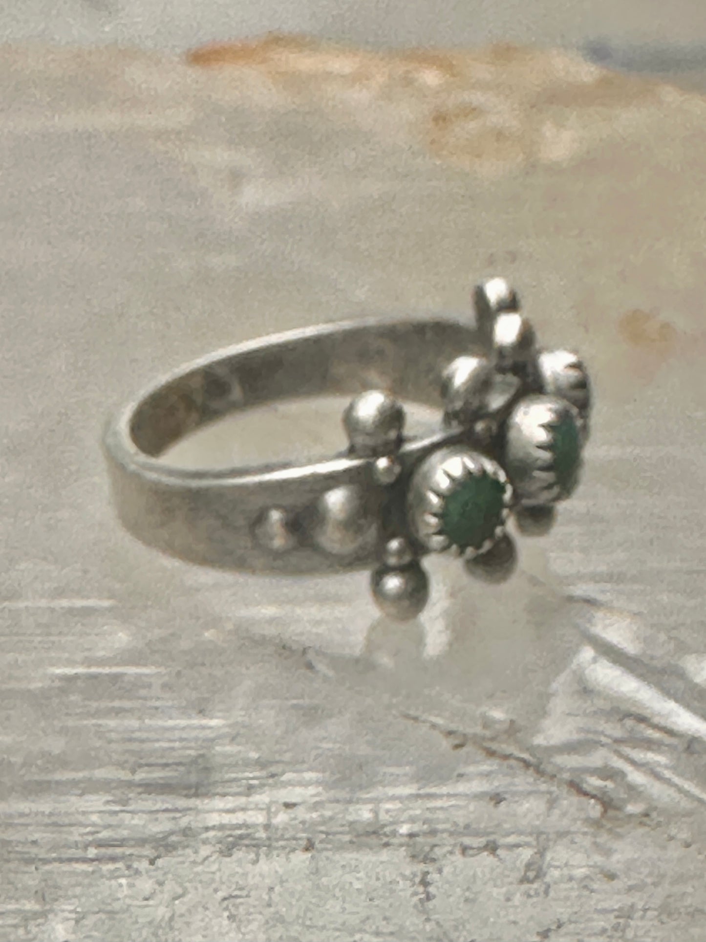 Zuni ring size 1 Turquoise Petite point band baby tiny pinky sterling silver women