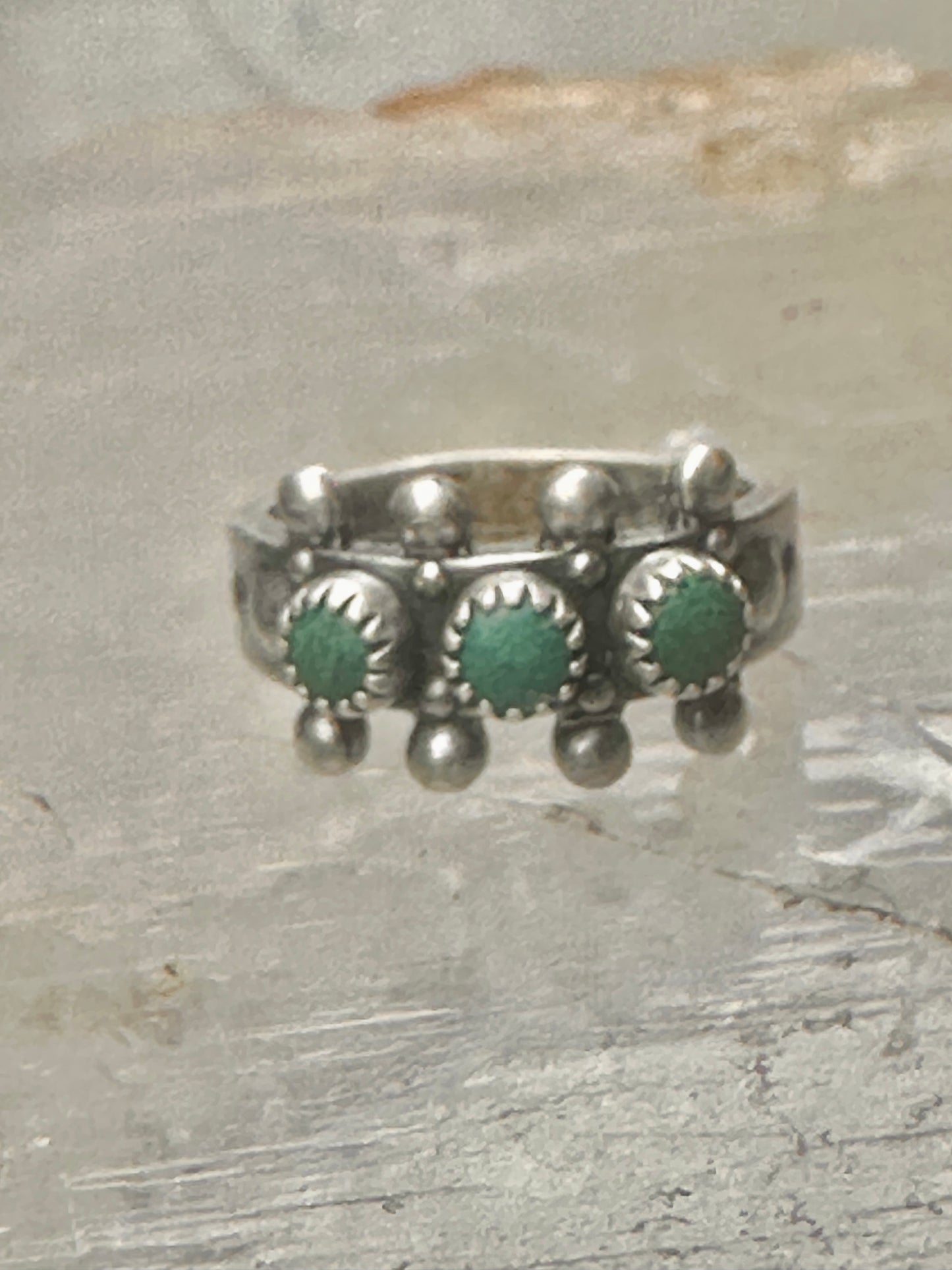 Zuni ring size 1 Turquoise Petite point band baby tiny pinky sterling silver women