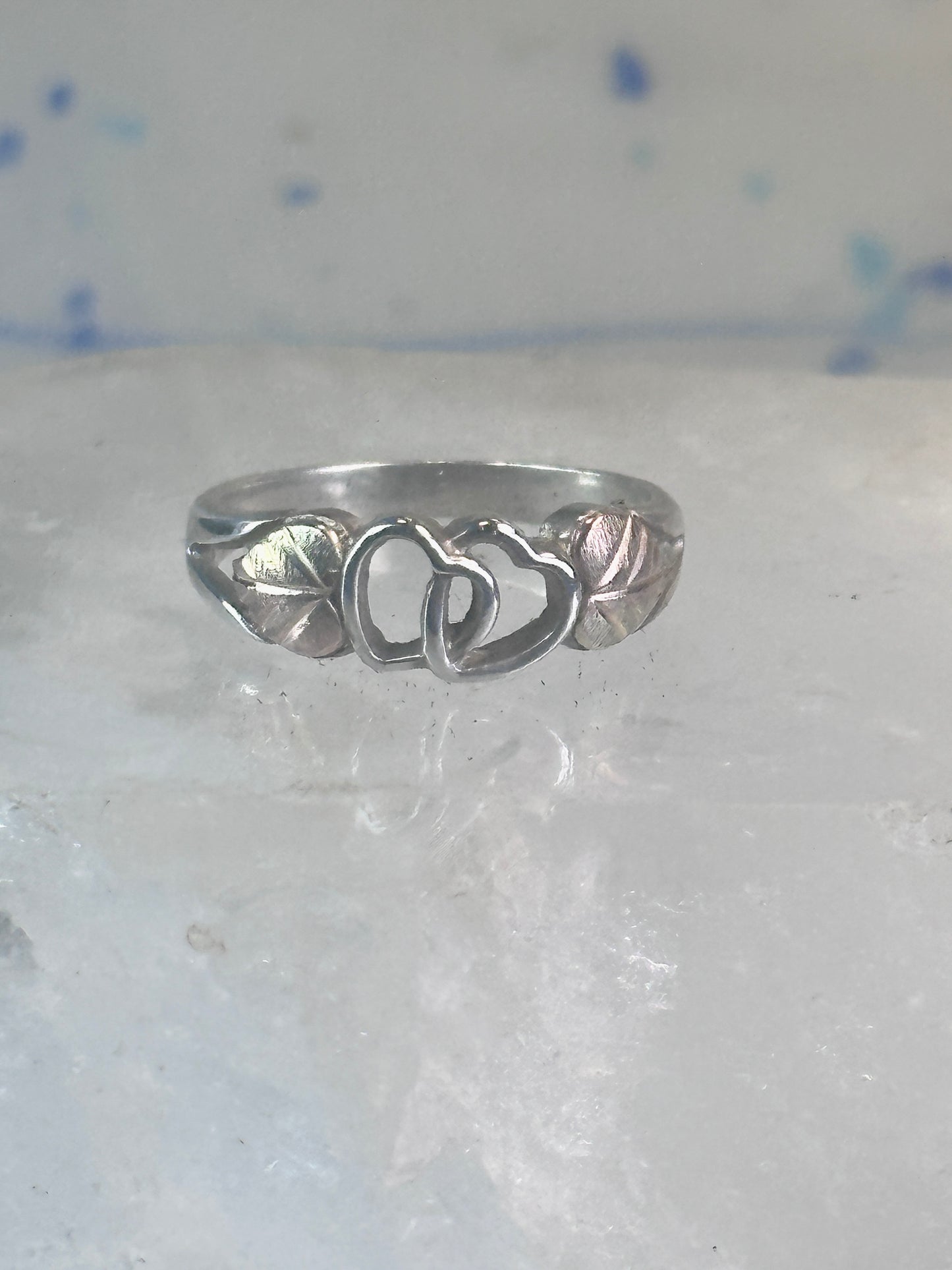 Black Hills Gold ring heart love band Valentine leaves size 6.50 sterling silver women