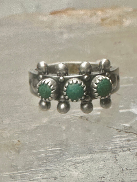 Zuni ring size 1 Turquoise Petite point band baby tiny pinky sterling silver women