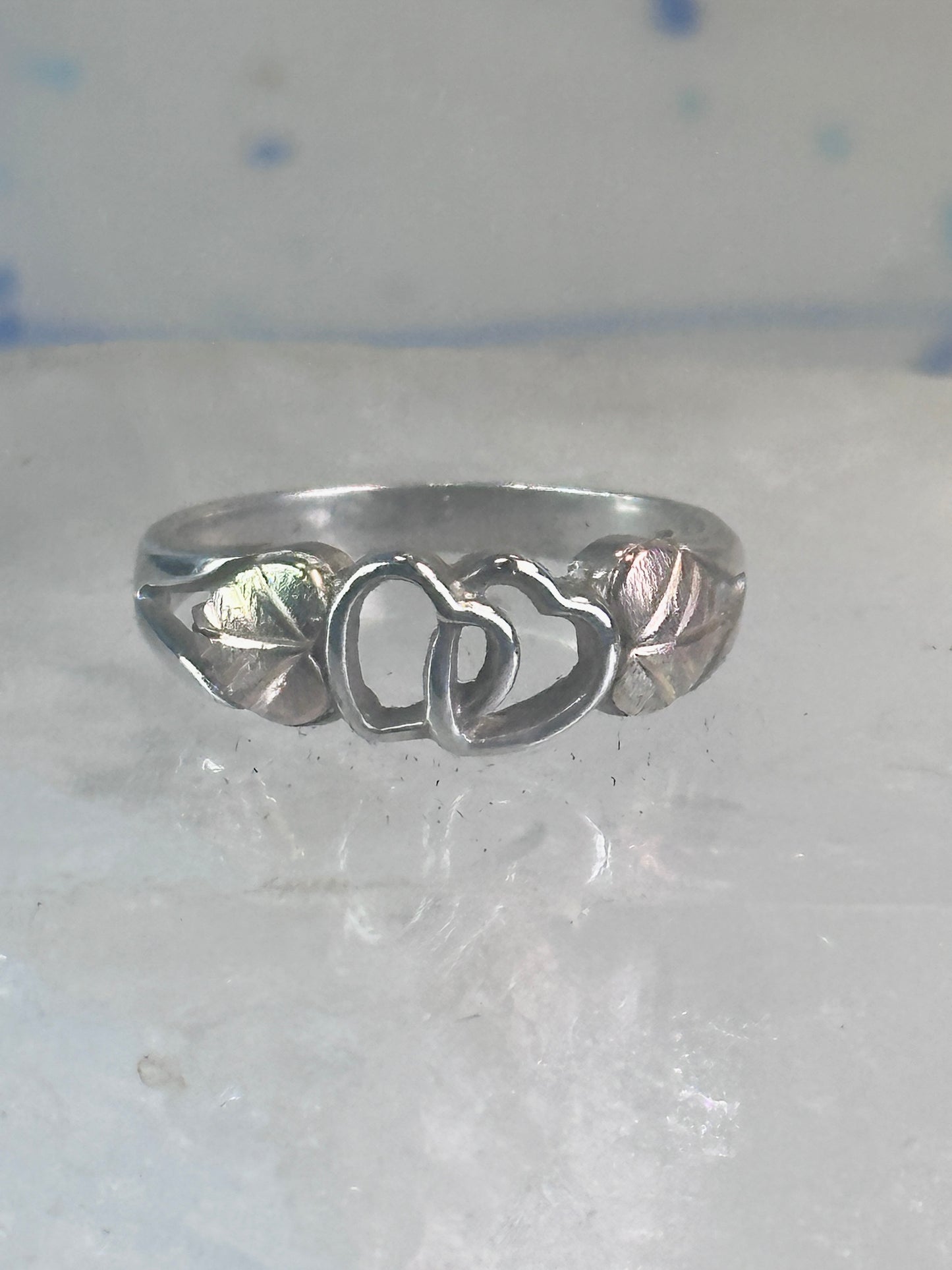 Black Hills Gold ring heart love band Valentine leaves size 6.50 sterling silver women