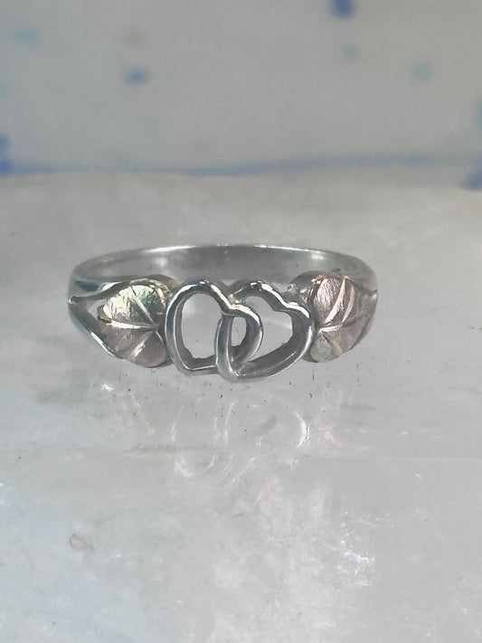 Black Hills Gold ring heart love band Valentine leaves size 6.50 sterling silver women