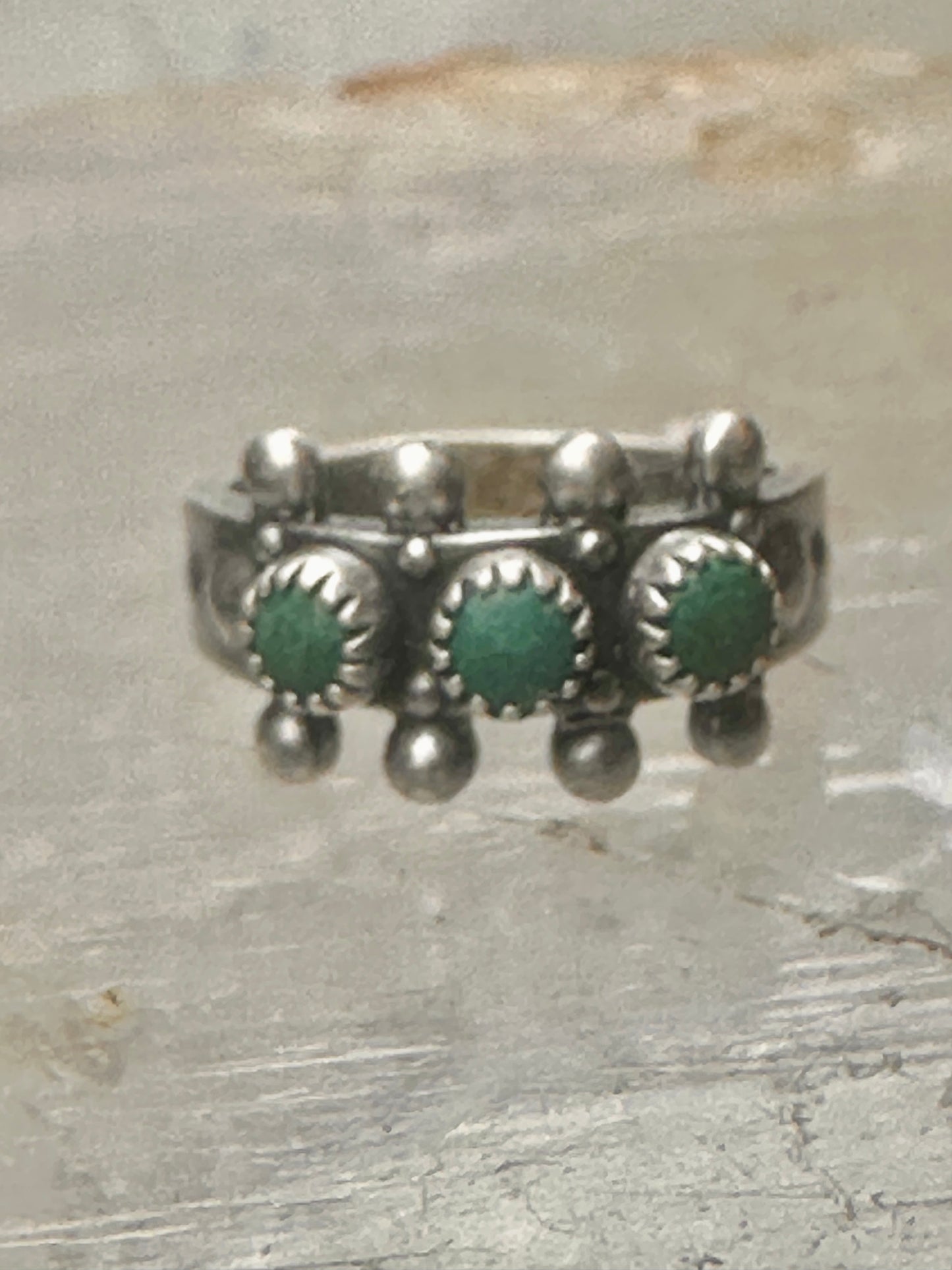Zuni ring size 1 Turquoise Petite point band baby tiny pinky sterling silver women