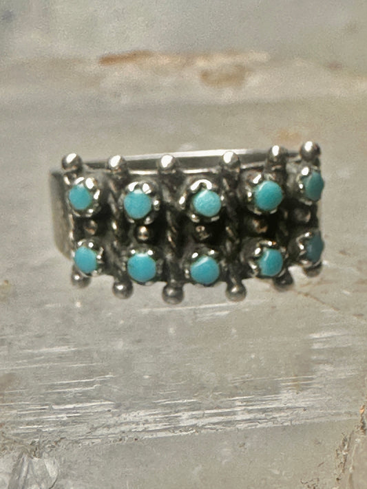 Zuni ring size 7.5 Turquoise Petite point band sterling silver women