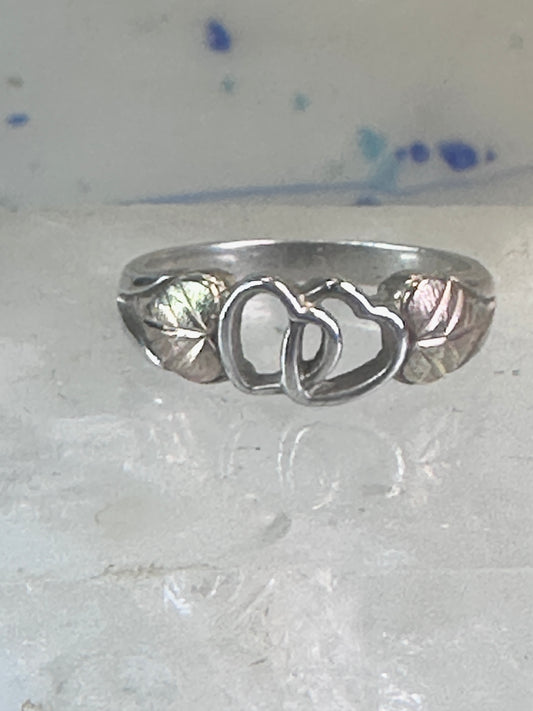 Black Hills Gold ring heart love band Valentine leaves size 6.50 sterling silver women