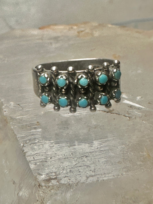 Zuni ring size 7.5 Turquoise Petite point band sterling silver women