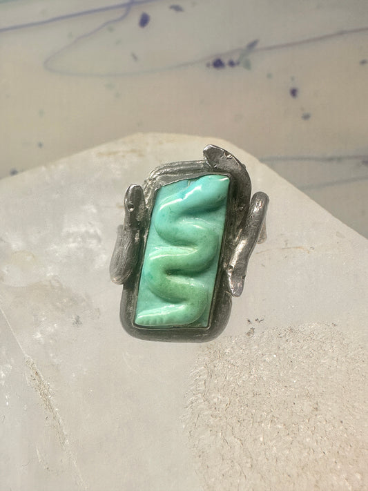 Snake ring carved turquoise snakes size 6 sterling silver women