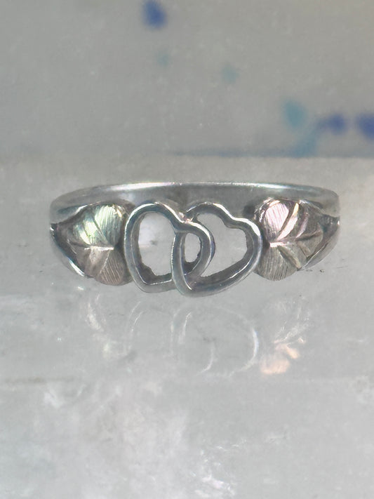 Black Hills Gold ring heart love band Valentine leaves size 6.75 sterling silver women