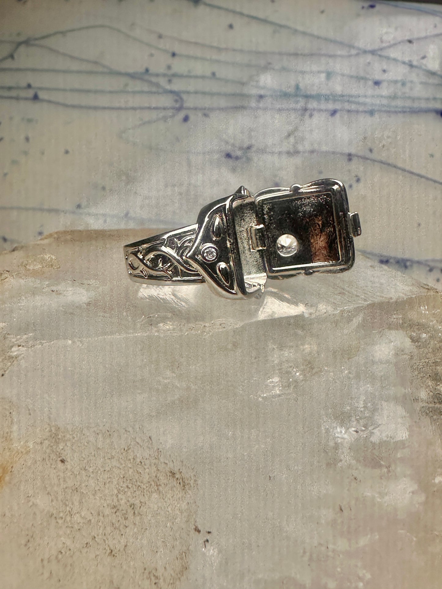 Poison ring CZ square size 6.75 modern sterling silver women