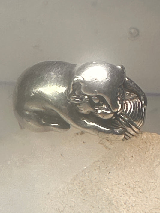 Cat ring playing with yarn ball Kabana size 5 sterling silver girls women pinky