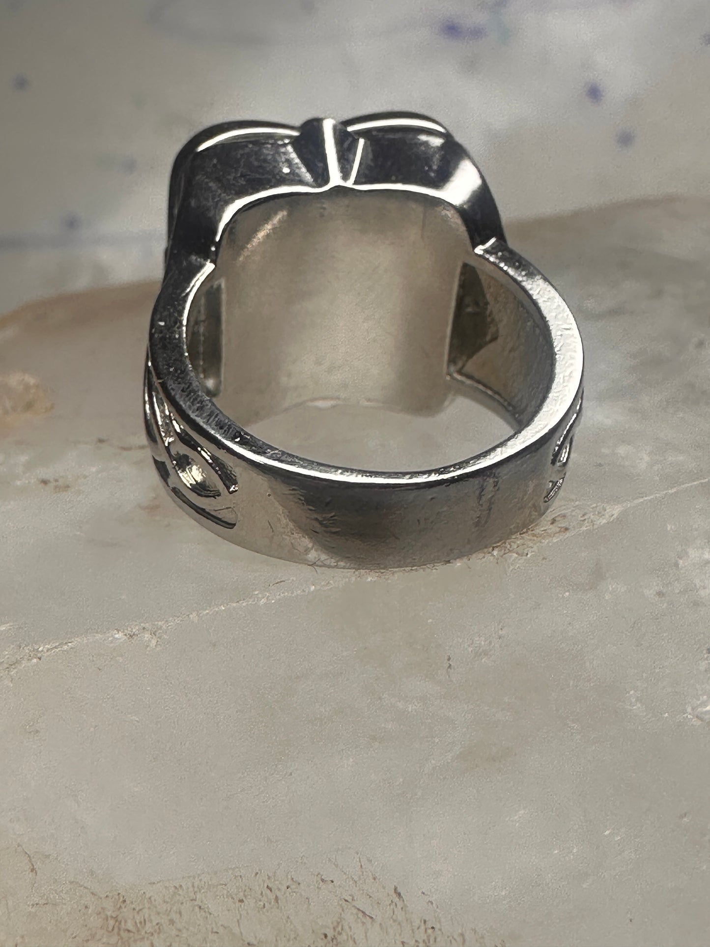 Poison ring CZ square size 6.75 modern sterling silver women