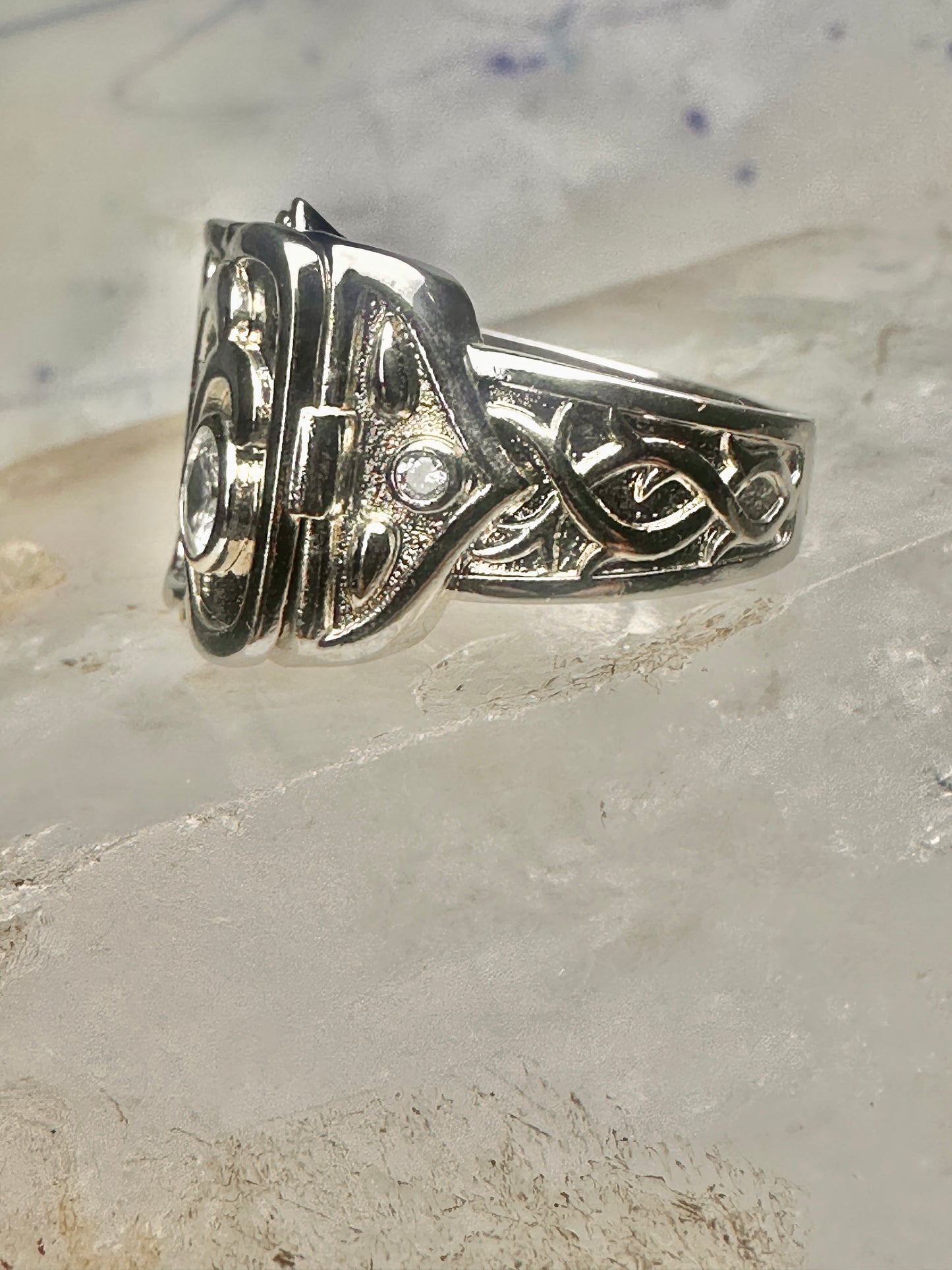 Poison ring CZ square size 6.75 modern sterling silver women