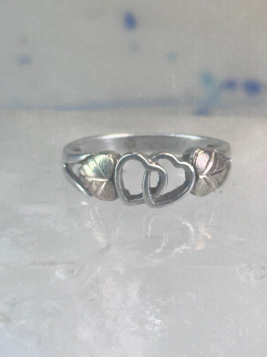 Black Hills Gold ring heart love band Valentine leaves size 6.75 sterling silver women