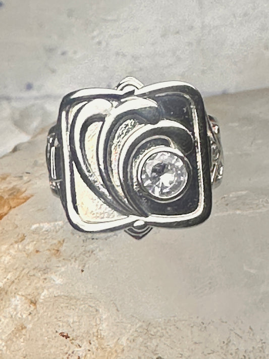 Poison ring CZ square size 6.75 modern sterling silver women
