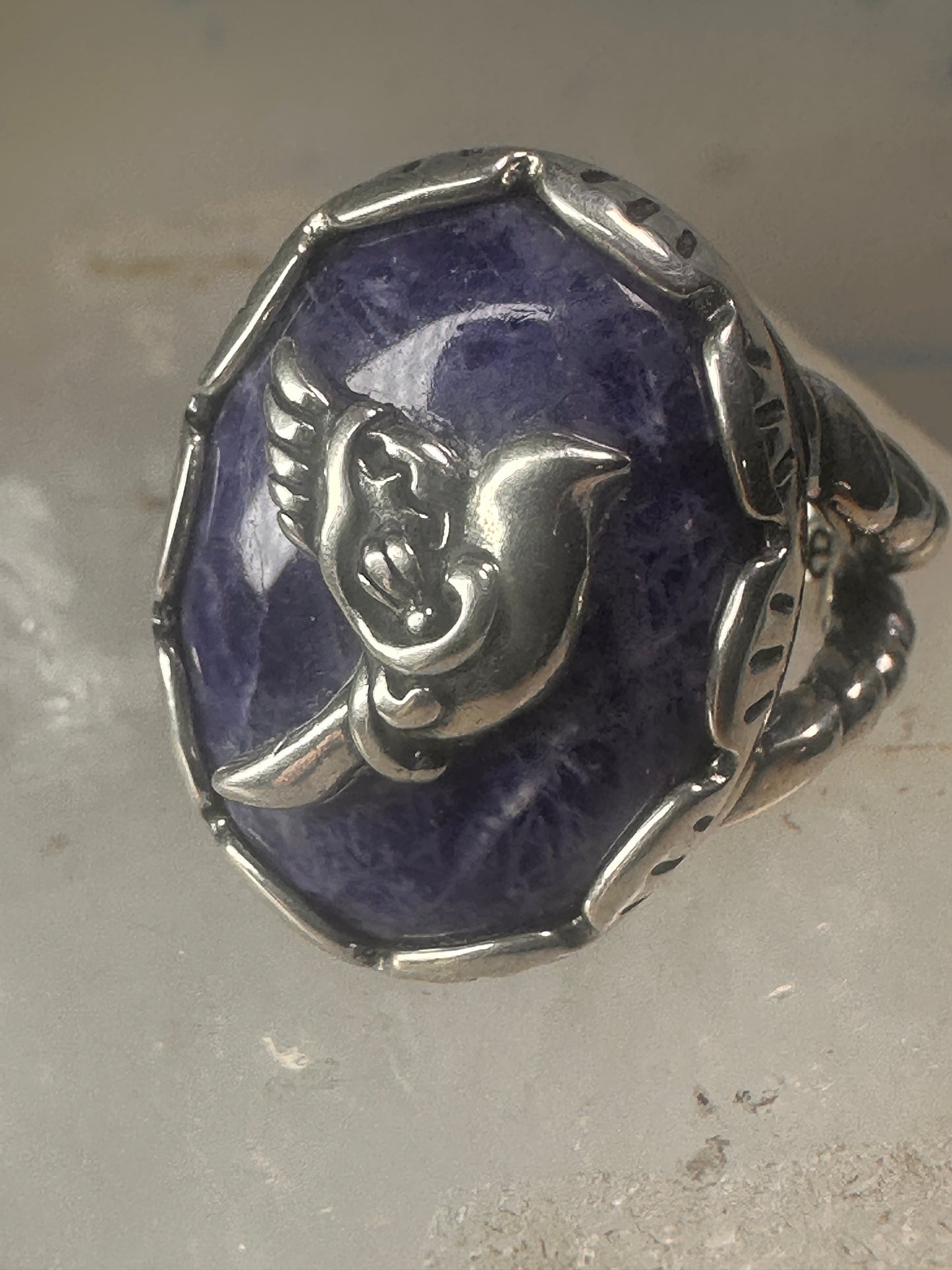 Bird ring sodalite size 6 Dove Peace sterling silver southwest women American West