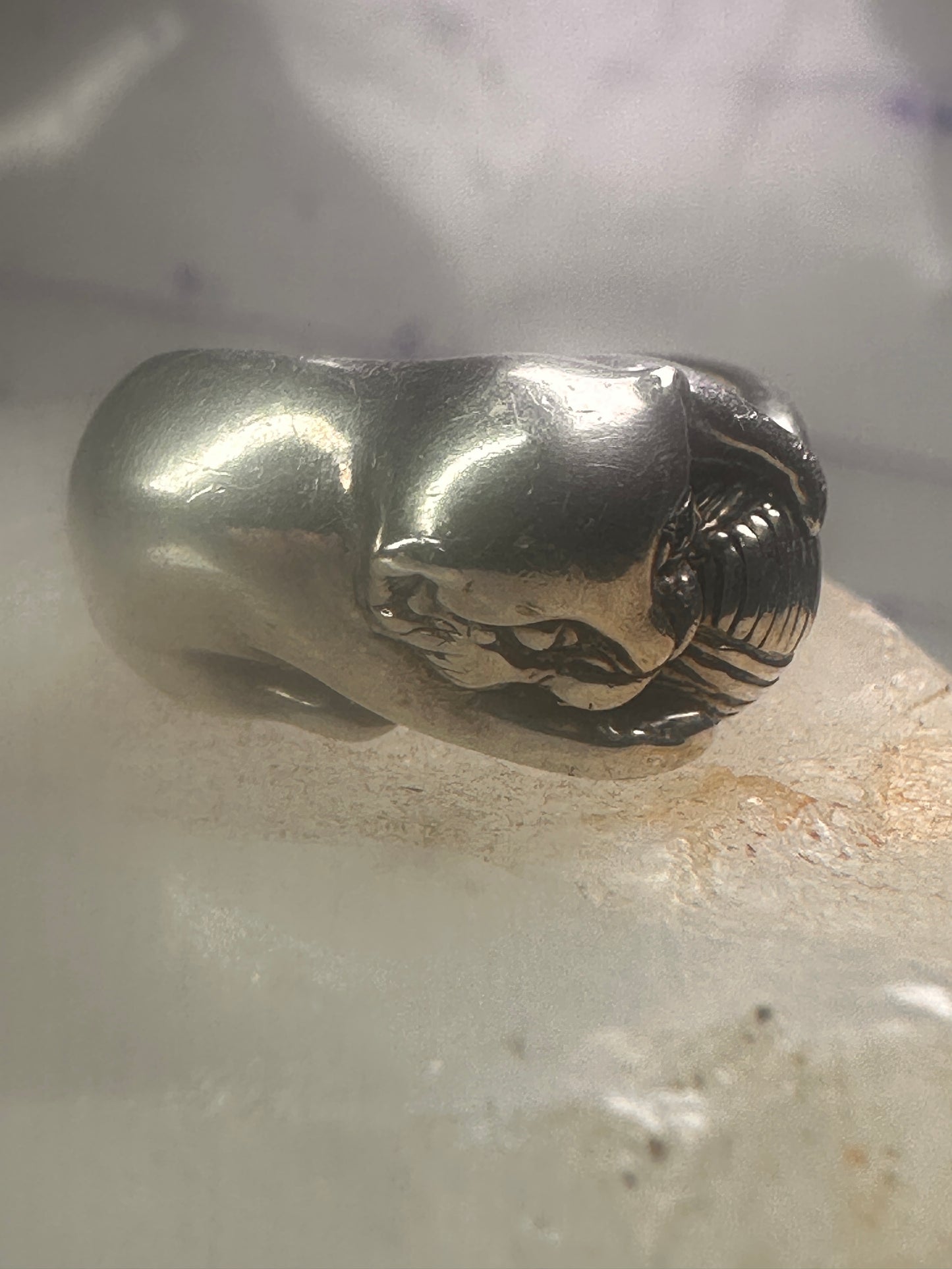 Cat ring playing with yarn ball Kabana size 5 sterling silver girls women pinky