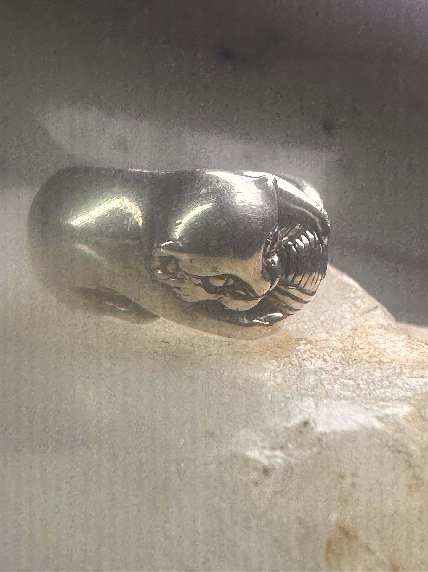 Cat ring playing with yarn ball Kabana size 5 sterling silver girls women pinky