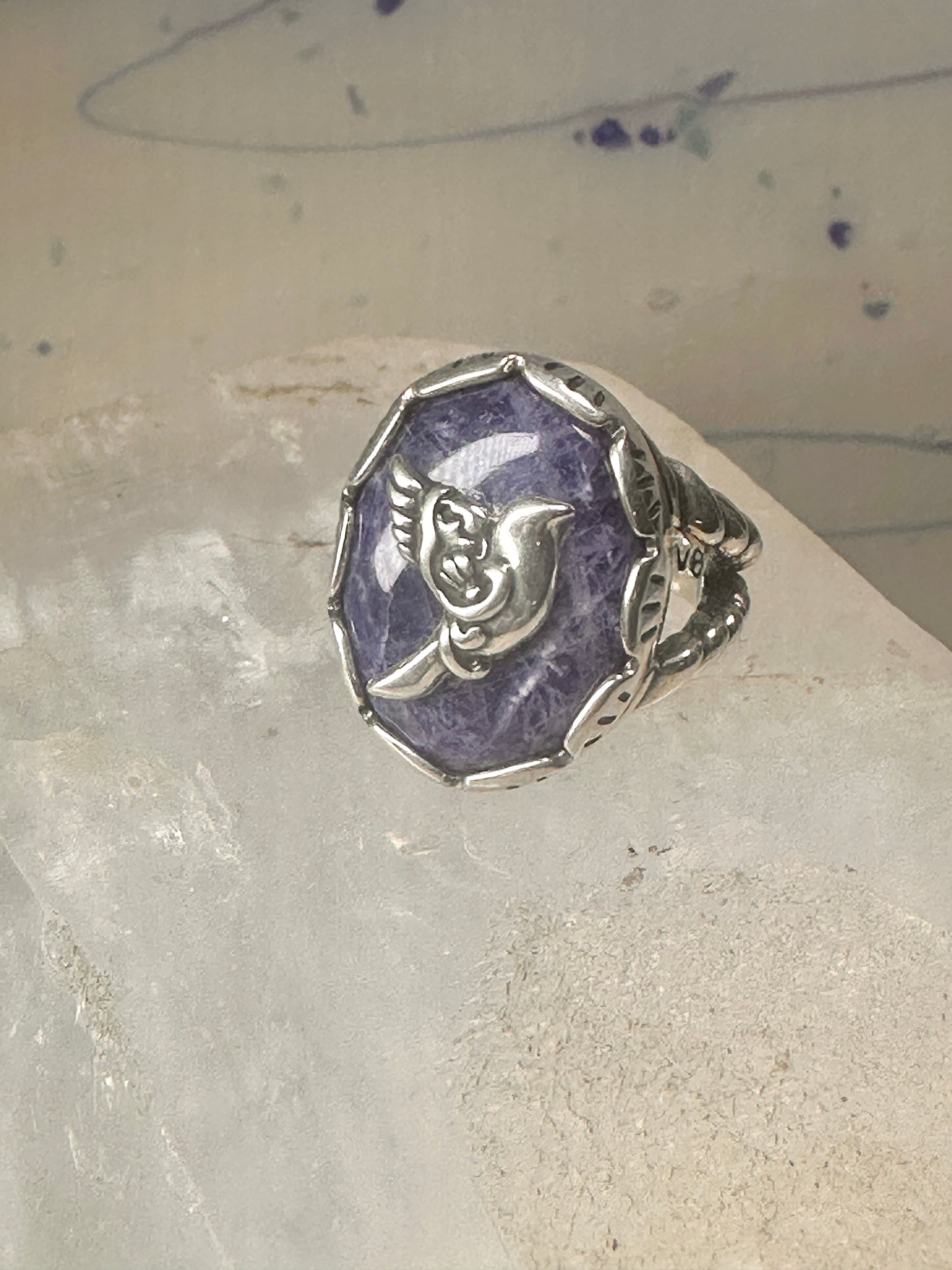 Bird ring sodalite size 6 Dove Peace sterling silver southwest women American West