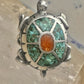 Turtle ring southwest turquoise coral chips size 5 sterling silver women girls