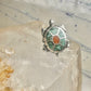 Turtle ring southwest turquoise coral chips size 5 sterling silver women girls