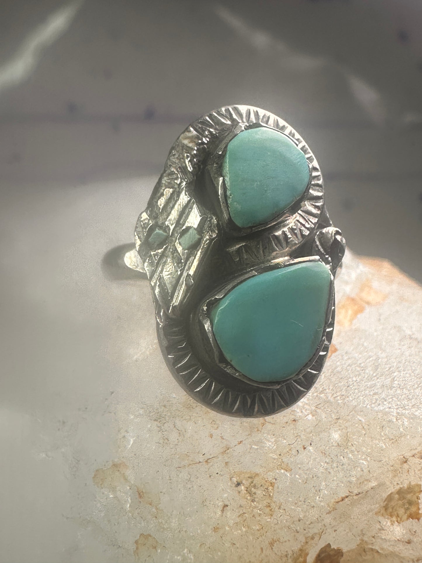 Navajo snake ring turquoise size 5.75 sterling silver girls women pinky