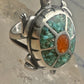 Turtle ring southwest turquoise coral chips size 5 sterling silver women girls