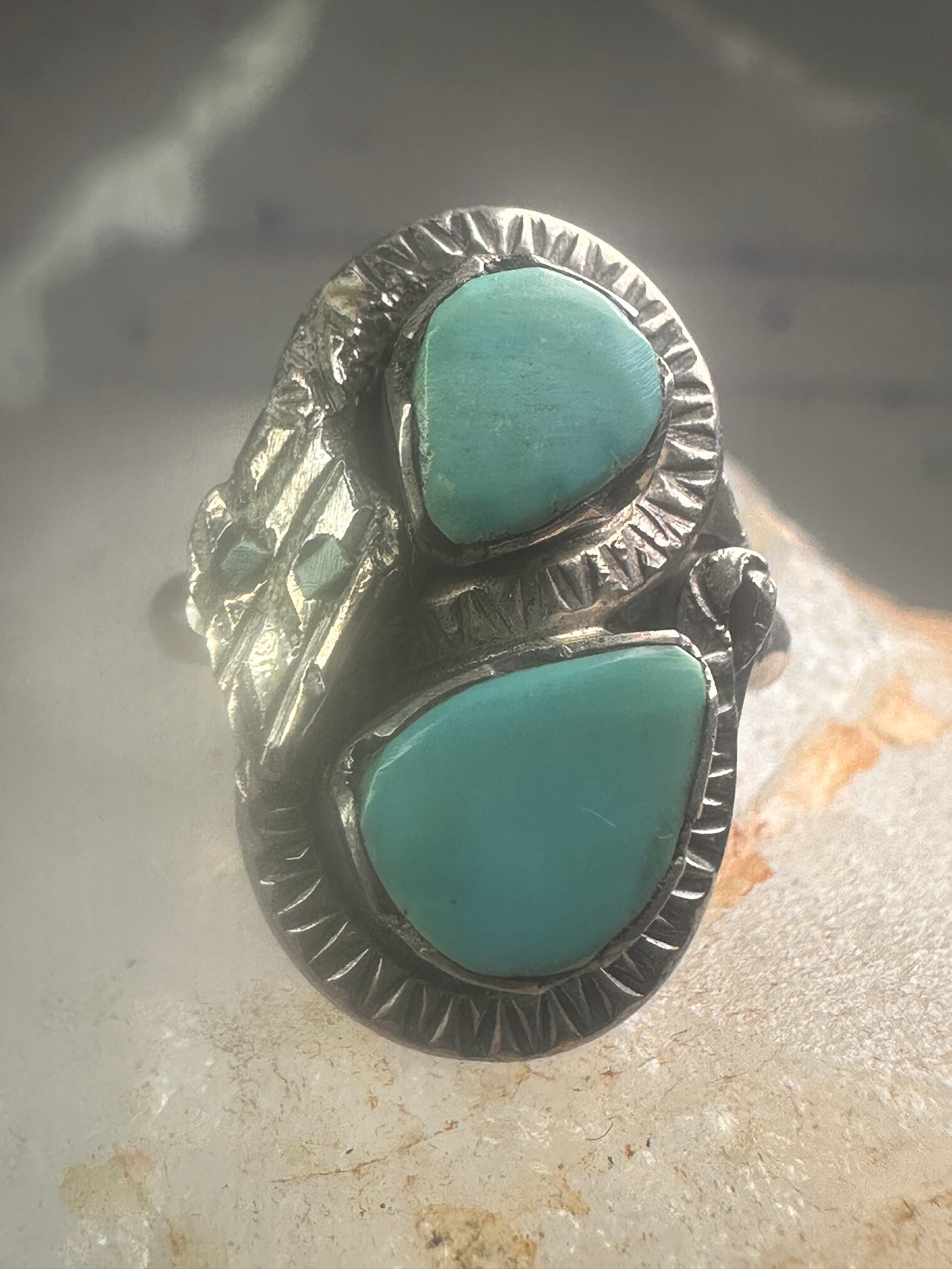 Navajo snake ring turquoise size 5.75 sterling silver girls women pinky