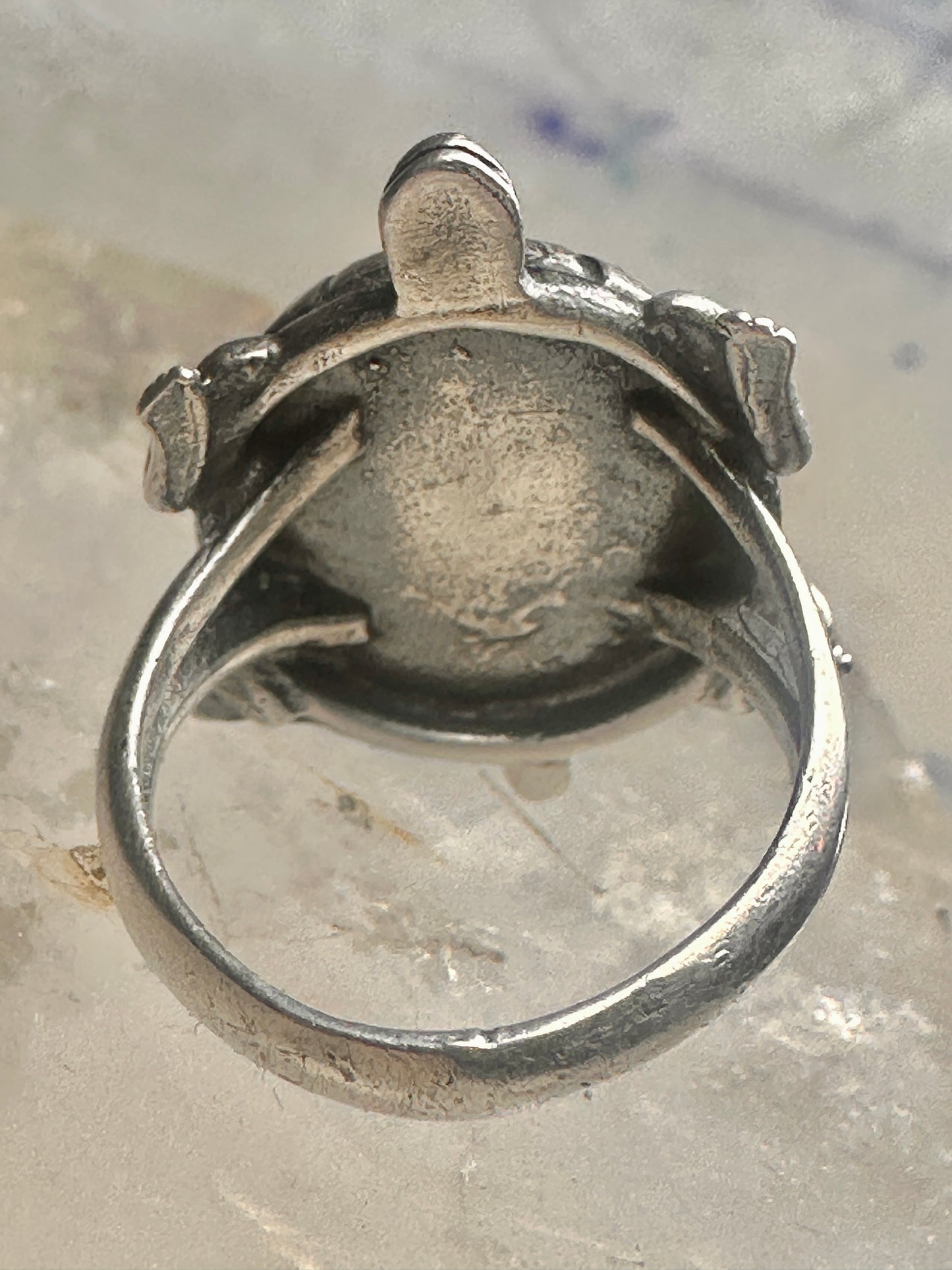 Turtle ring southwest turquoise coral chips size 5 sterling silver women girls