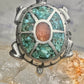 Turtle ring southwest turquoise coral chips size 5 sterling silver women girls