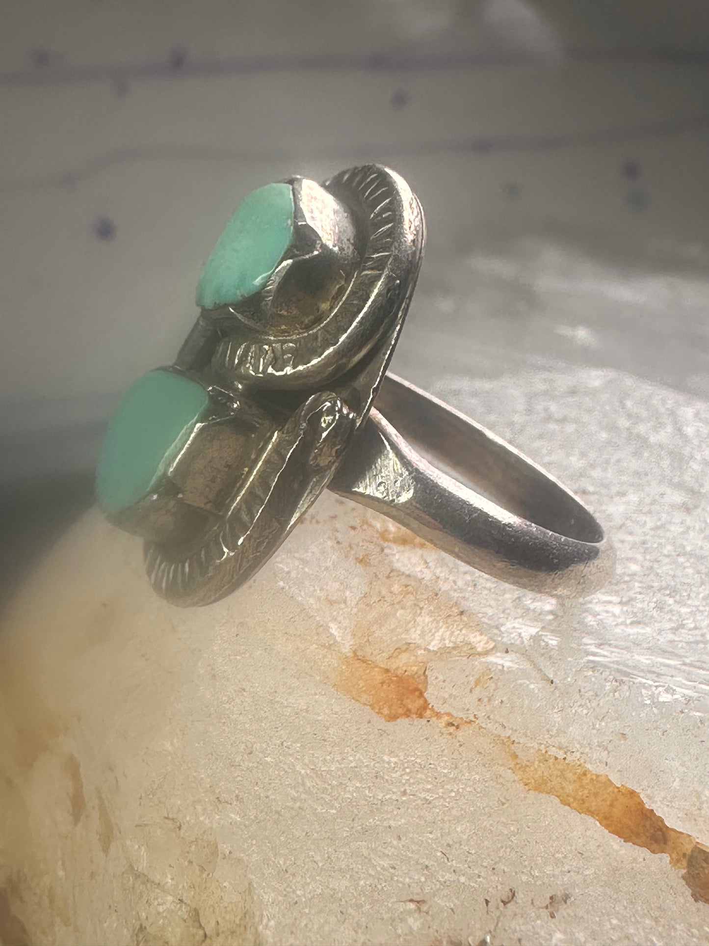 Navajo snake ring turquoise size 5.75 sterling silver girls women pinky