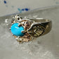 Black Hills Gold ring turquoise floral leaves band size 5.25 sterling silver women