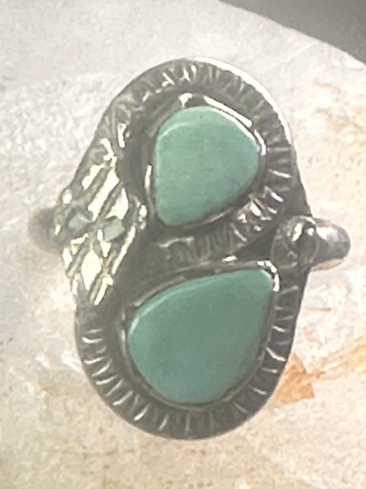 Navajo snake ring turquoise size 5.75 sterling silver girls women pinky