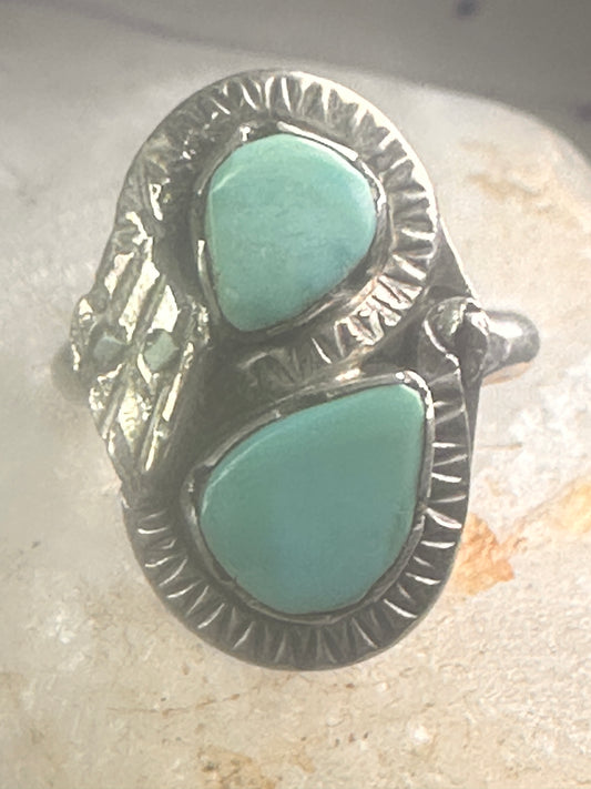 Navajo snake ring turquoise size 5.75 sterling silver girls women pinky