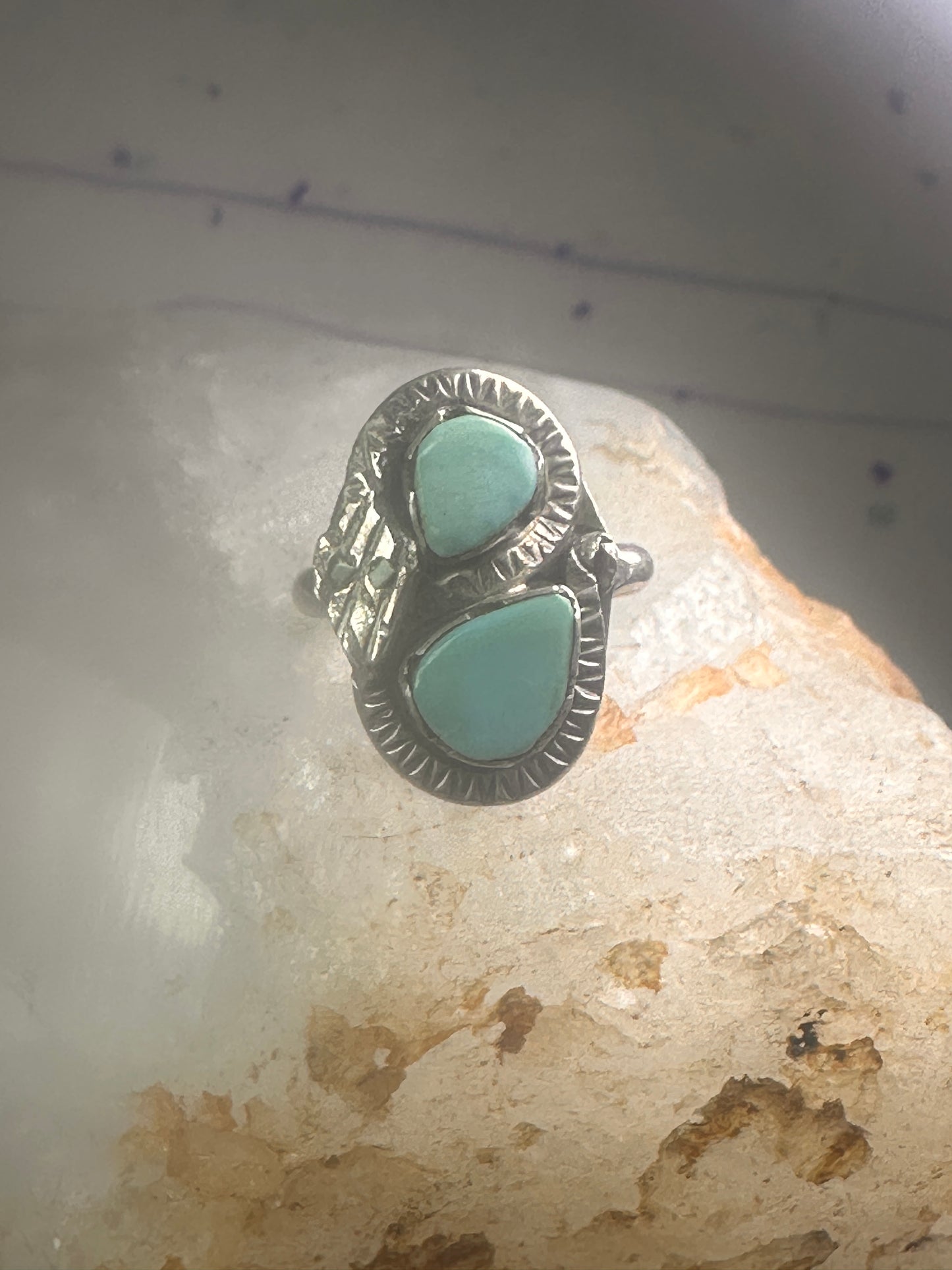 Navajo snake ring turquoise size 5.75 sterling silver girls women pinky