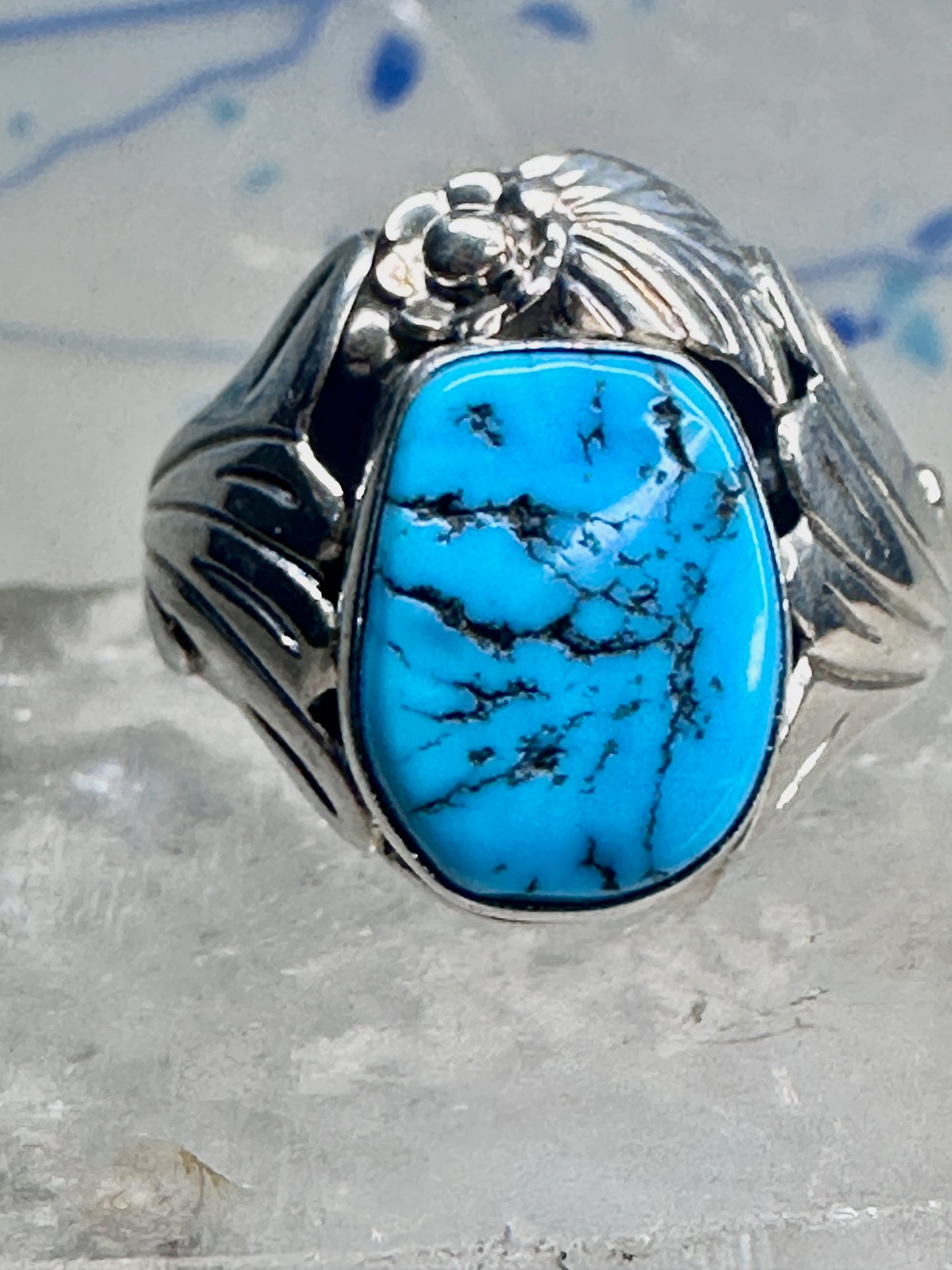 Turquoise ring Navajo size 11.50 sterling silver women men