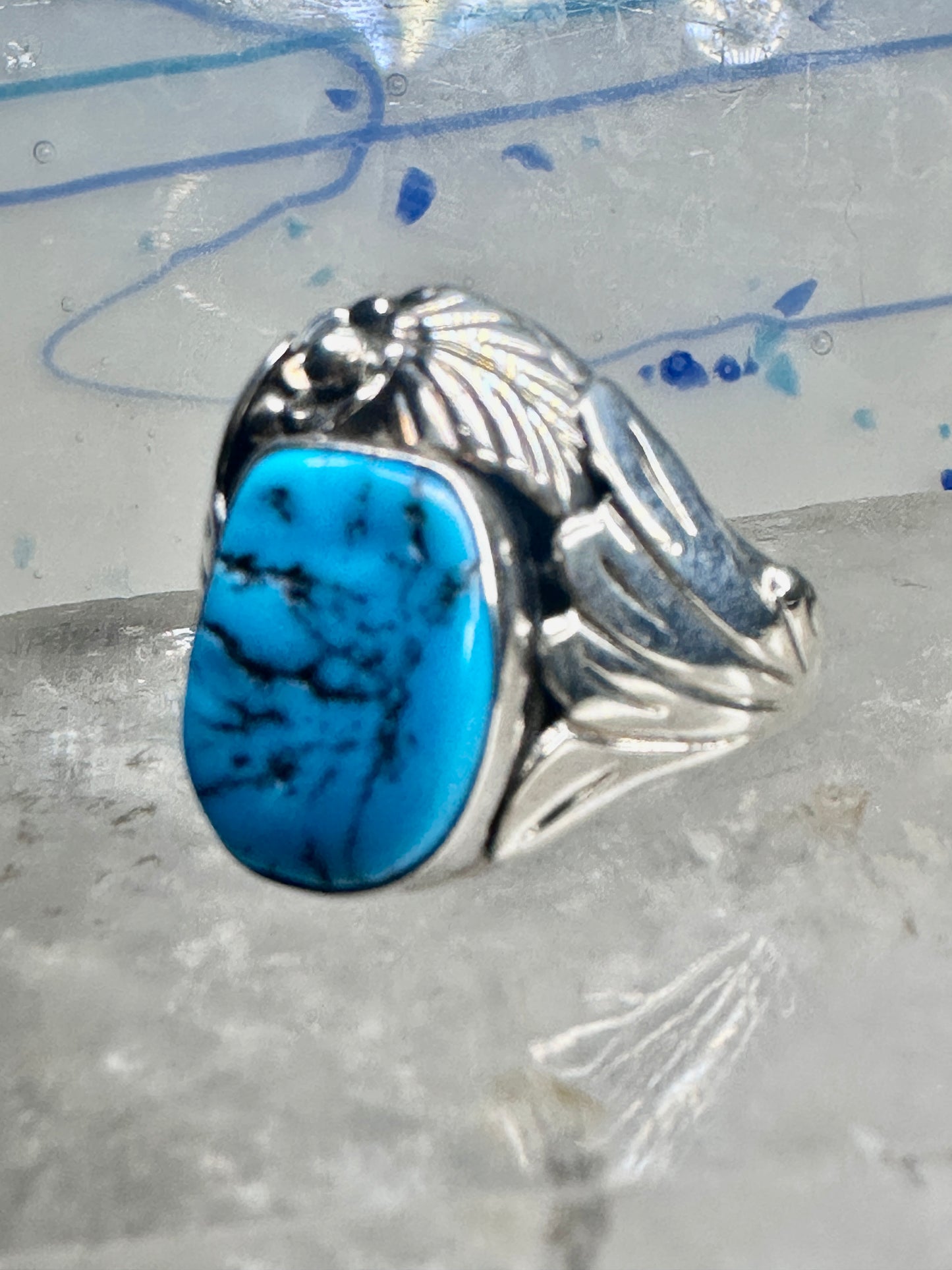 Turquoise ring Navajo size 11.50 sterling silver women men