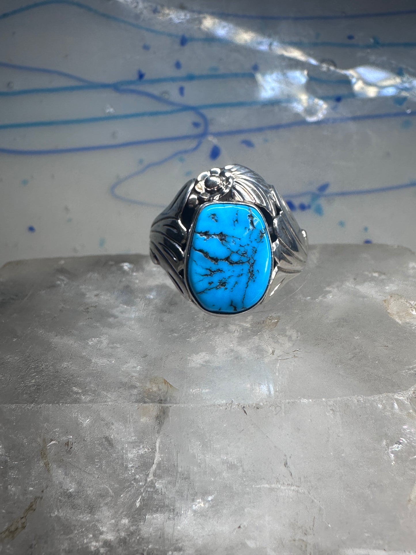 Turquoise ring Navajo size 11.50 sterling silver women men