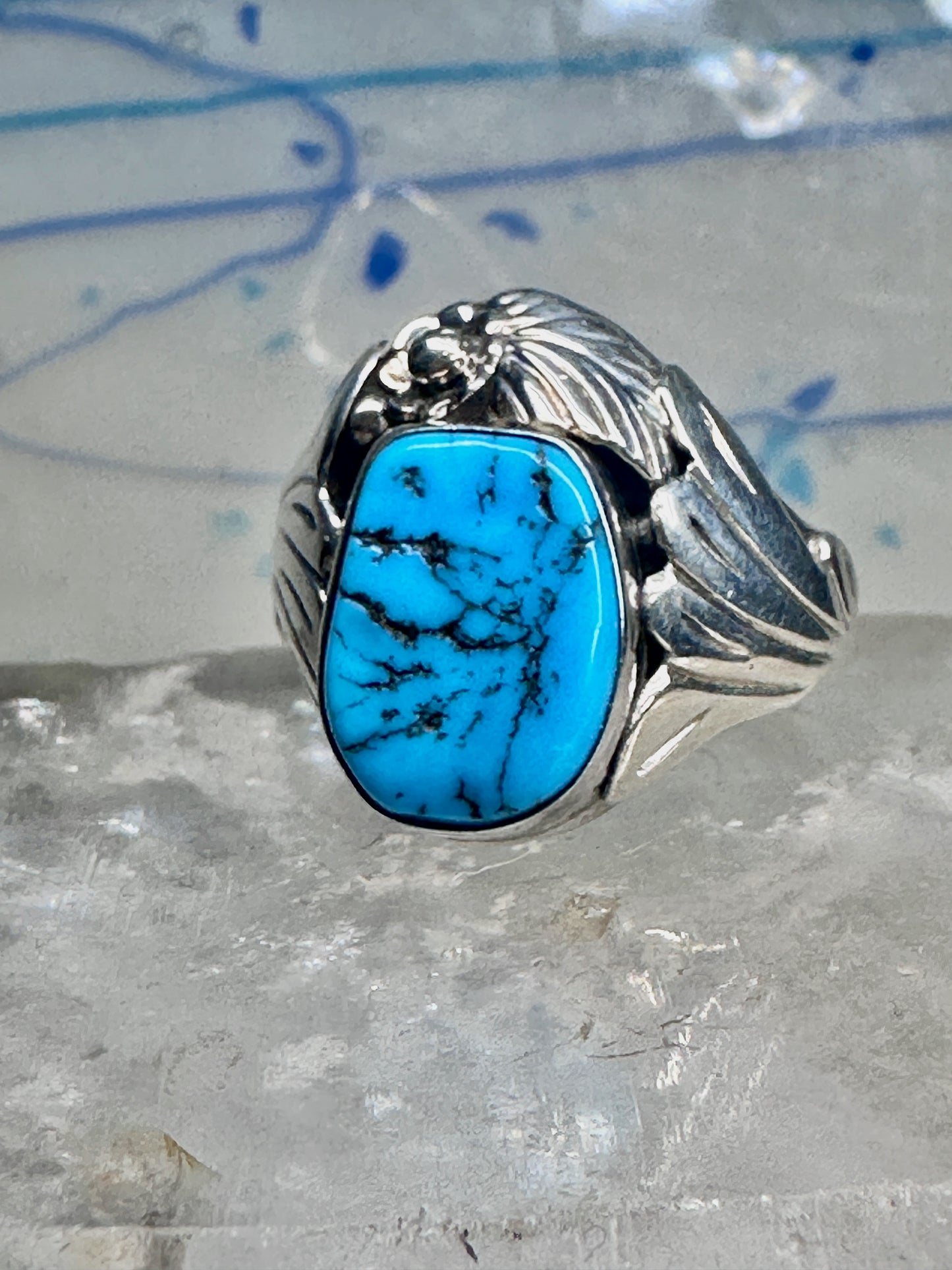 Turquoise ring Navajo size 11.50 sterling silver women men