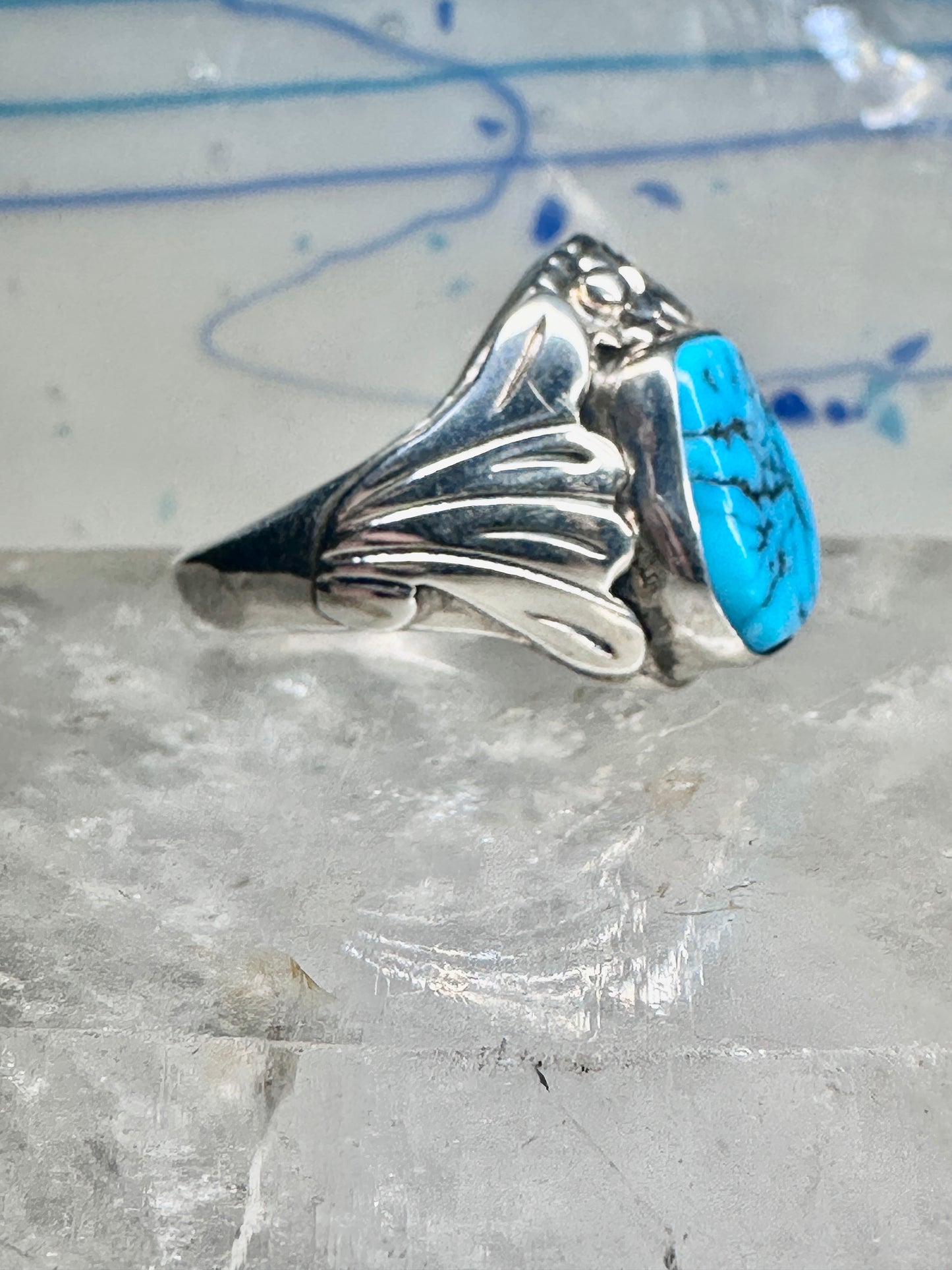 Turquoise ring Navajo size 11.50 sterling silver women men