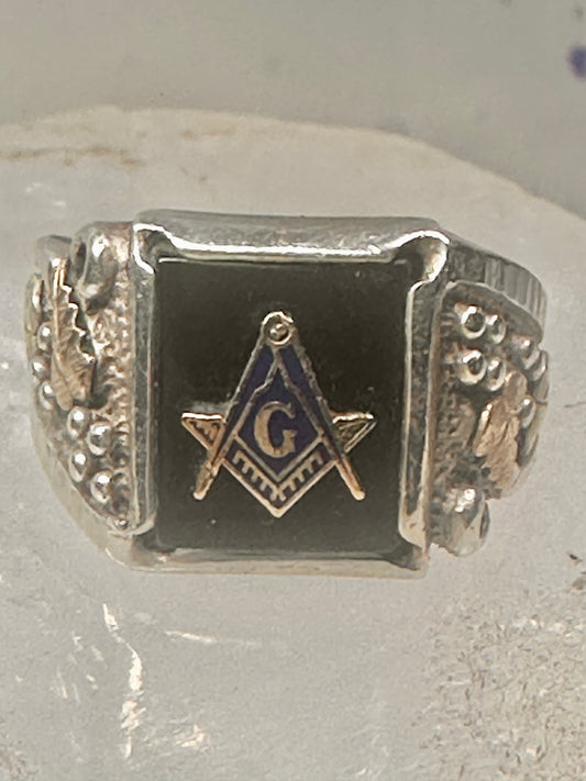 Masonic ring size 8.5 Black Hills Gold band 12K sterling silver men Coleman